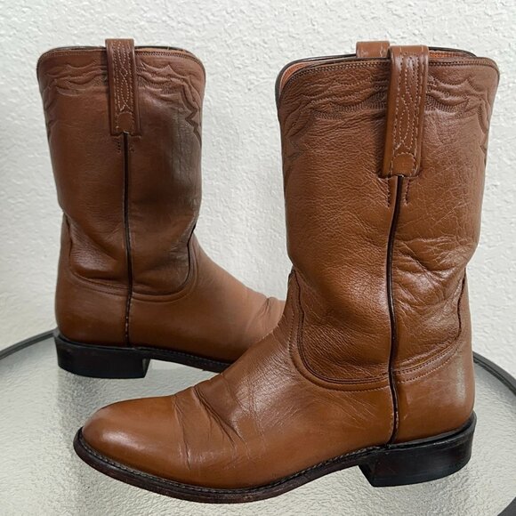 Lucchese 2000 Roper Western Boot in Peanut Brittle(medium brown) Men's 9.5 D - Picture 12 of 16